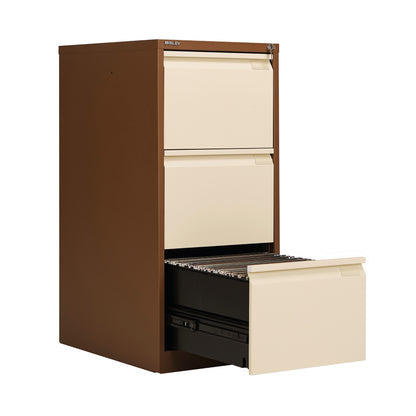 Bisley 3 Drawers Filing Cabinet Lockable 470x622x1016mm Coffee/Cream BS3EC/C