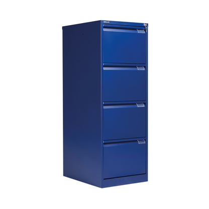 Bisley 4 Drawer Filing Cabinet Lockable 470x622x1321mm Blue BS4E/BLUE