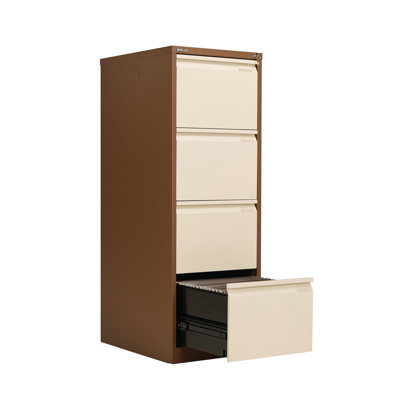 Bisley 4 Drawer Filing Cabinet Lockable 470x622x1321mm Coffee/Cream BS4EC/C