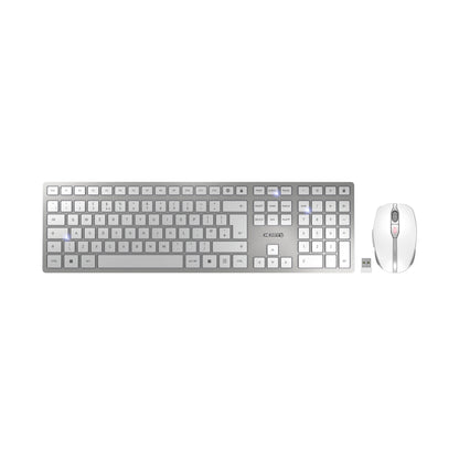 CHERRY DW 9100 SLIM keyboard Mouse included Universal RF Wireless + Bluetooth QWERTY UK English Silver