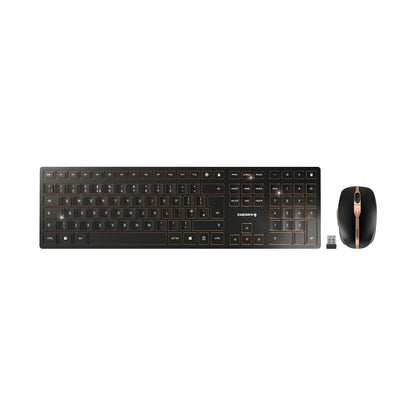 CHERRY DW 9100 SLIM keyboard Mouse included Universal RF Wireless + Bluetooth QWERTY UK English Black
