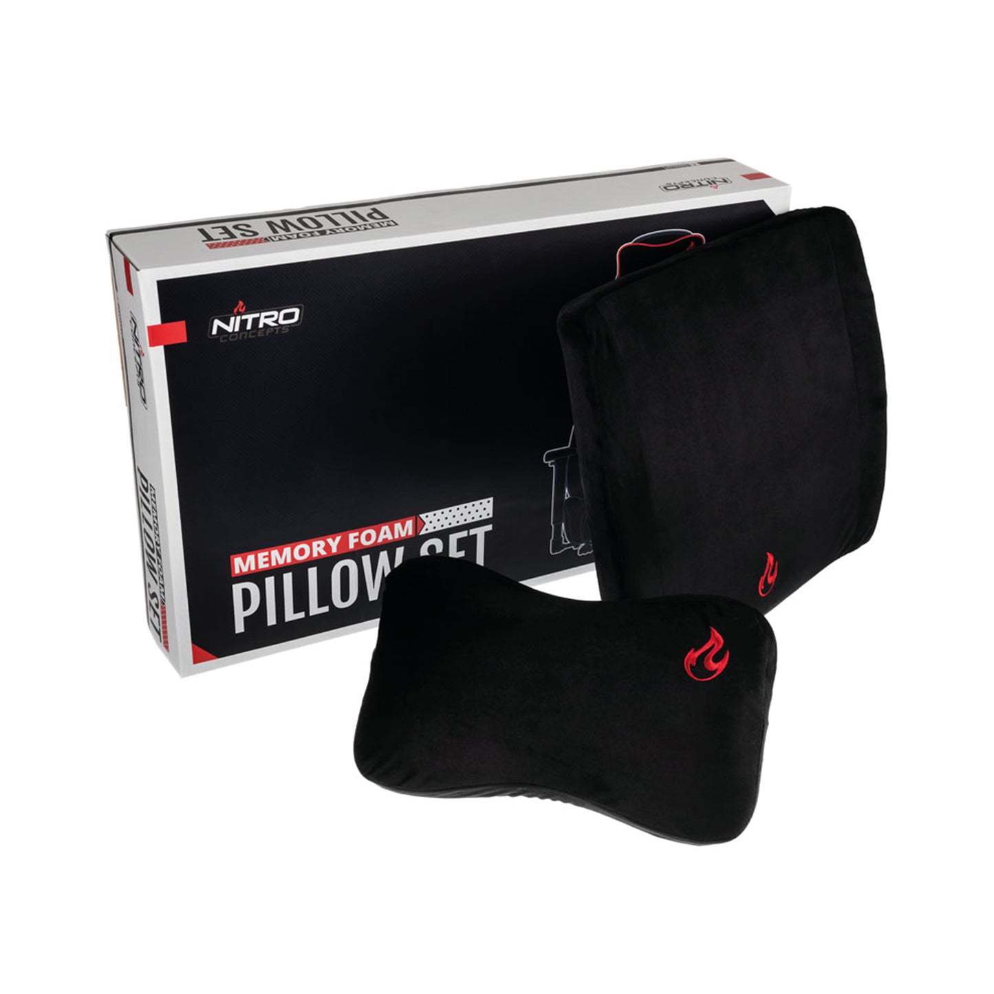 Nitro Concepts Ergonomic Memory Foam Pillow Set Black/Red GC-03W-NR