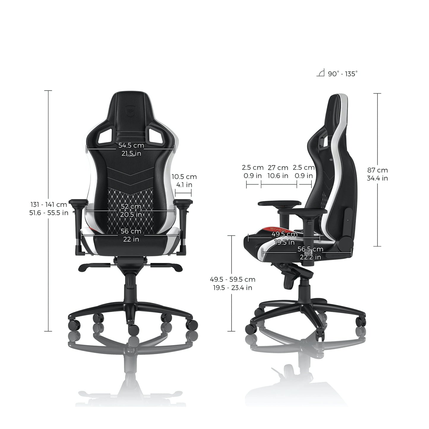 noblechairs EPIC Gaming Chair Real Leather Black/White/Red GC-008-NC