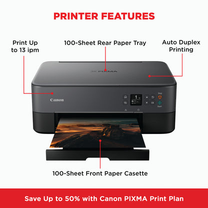 Canon PIXMA TS5350i 3-in-1 A4 Colour Wireless Inkjet Photo Printer Black 4462C088