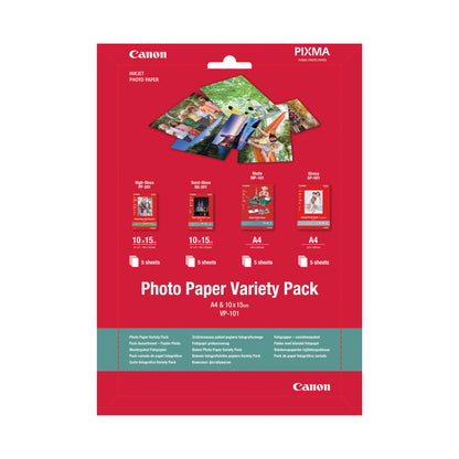 Canon VP-101 Photo Paper Variety Pack 4x6” and A4 - 20 Sheets