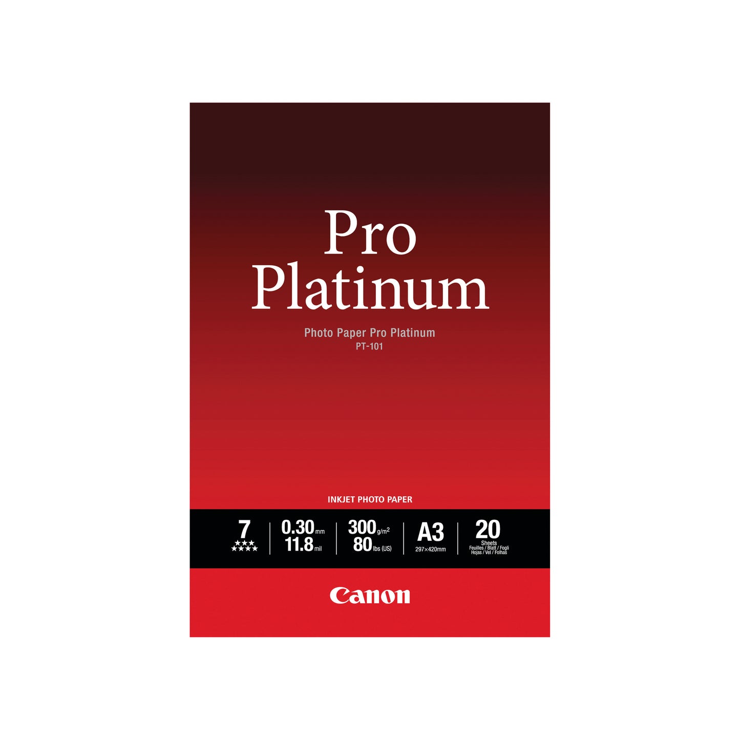 Canon PT-101 Pro Platinum Photo Paper A3 - 20 Sheets
