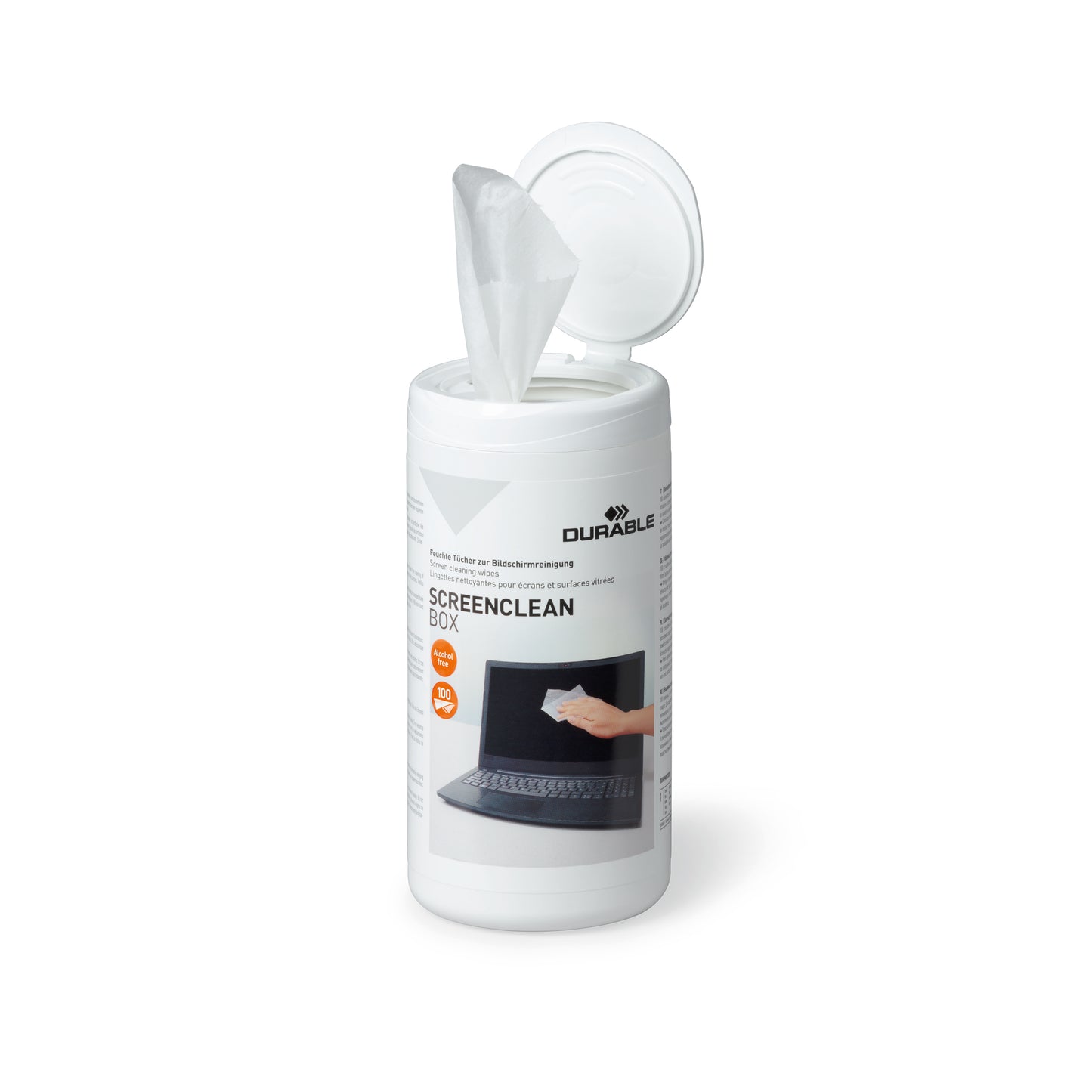 Durable Screenclean Box Wet Wipes Alcohol Free Bio-degradable White (Pack of 100) 573602