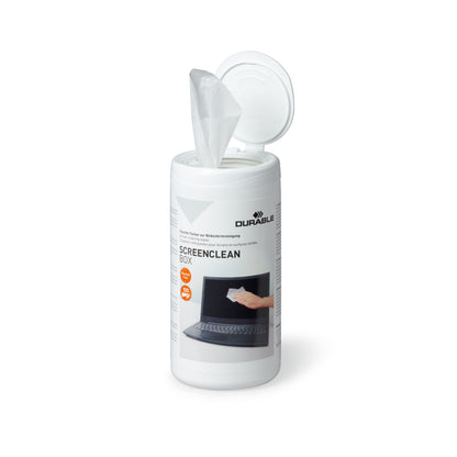 Durable Screenclean Box Wet Wipes Alcohol Free Bio-degradable White (Pack of 100) 573602