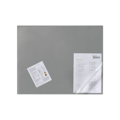 Durable Desk Mat with Clear Overlay 650 x 520mm Grey 720310