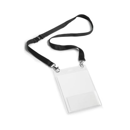 Durable A6 Name Badge with Black Textile Lanyard (Pack of 10) 852501