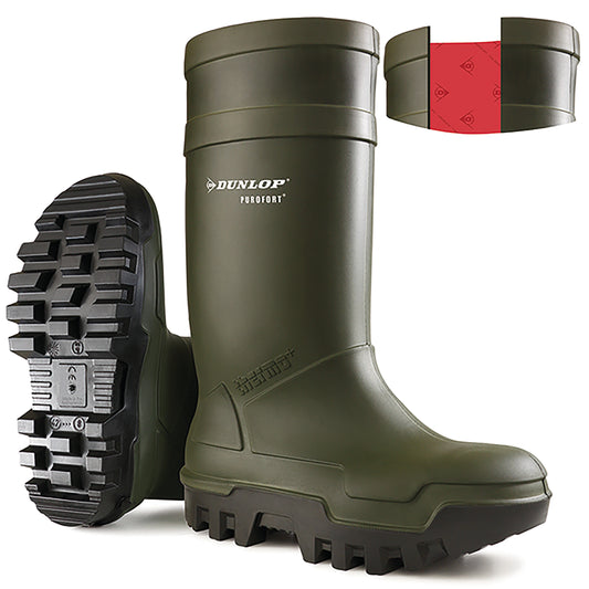 Dunlop Purofort Thermo+ Full Safety Wellington Boots 1 Pair Green 10