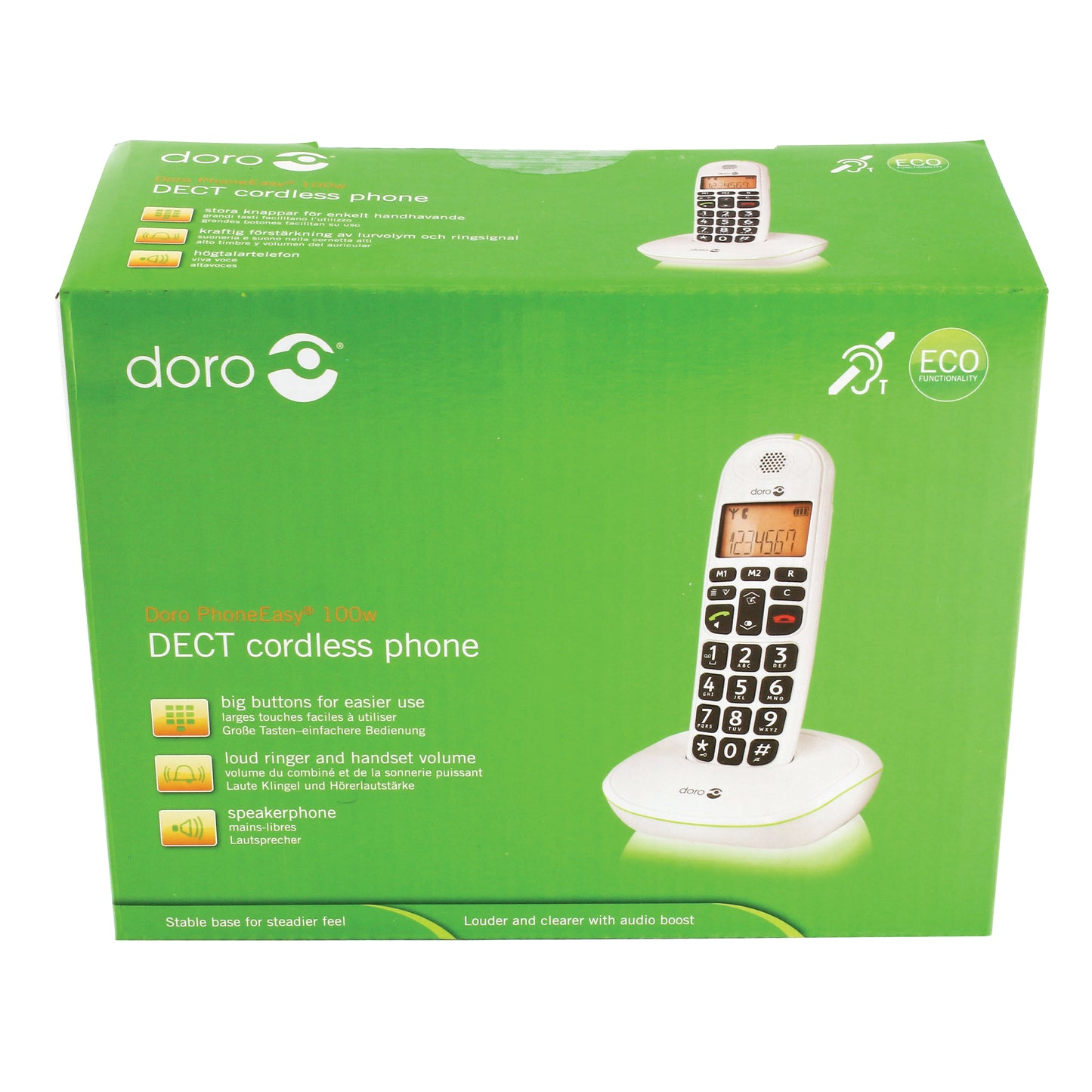 Doro DECT Cordless Telephone Big Button White PHONEEASY 100W