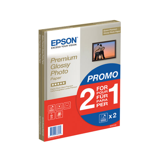 Epson Premium Glossy Photo A4 Paper 2-for-1 (Pack of 15 + 15 Free) C13S042169