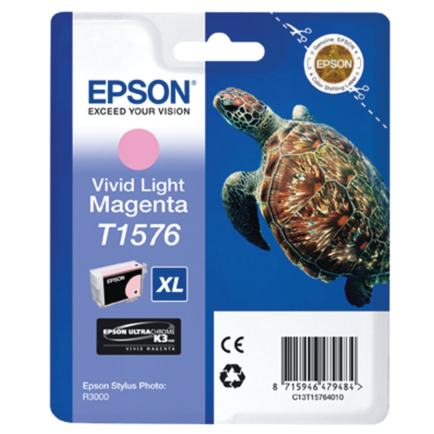 Epson T1576 Ink Cartridge Ultra Chrome K3 XL High Yield Turtle Vivid Light Magenta C13T15764010