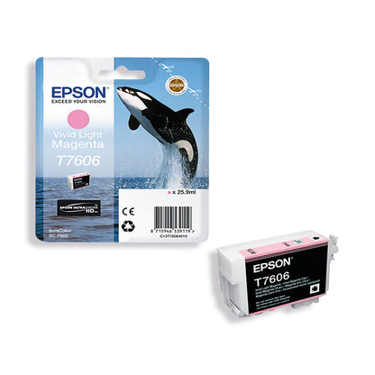 Epson T7606 Ink Cartridge Ultra Chrome HD Killer Whale Vivid Light Magenta C13T76064010