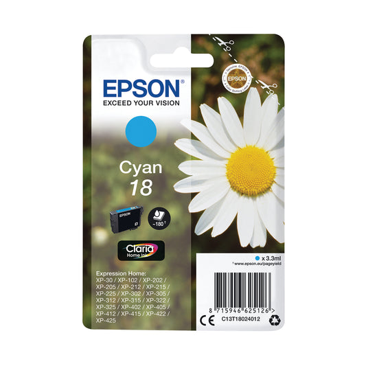 Epson 18 Home Ink Cartridge Claria Daisy Cyan C13T18024012