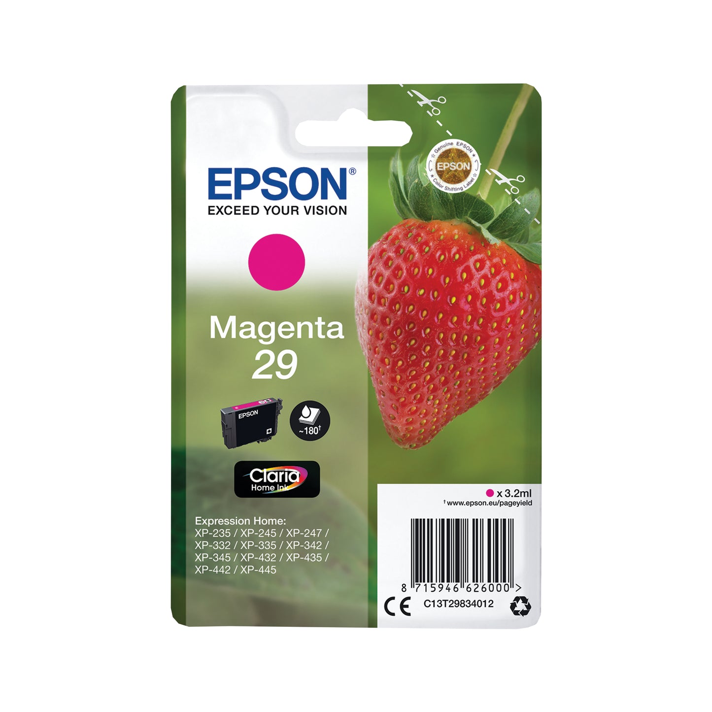 Epson 29 Home Ink Cartridge Claria Strawberry Magenta C13T29834012