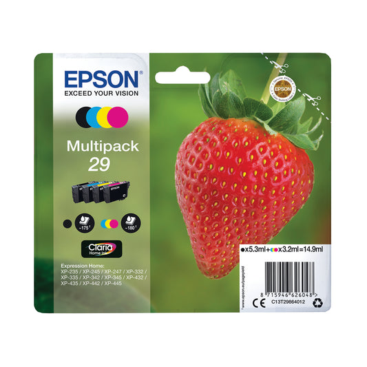 Epson 29 Home Ink Cartridge Claria Multipack Strawberry CMYK C13T29864012