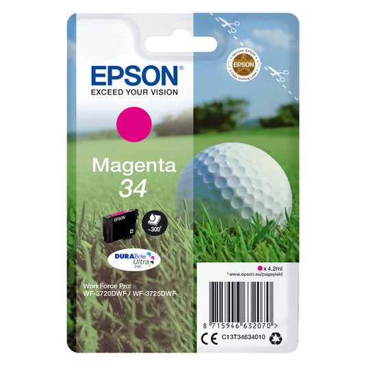 Epson 34 Ink Cartridge DURABrite Ultra Golf Ball Magenta C13T34634010