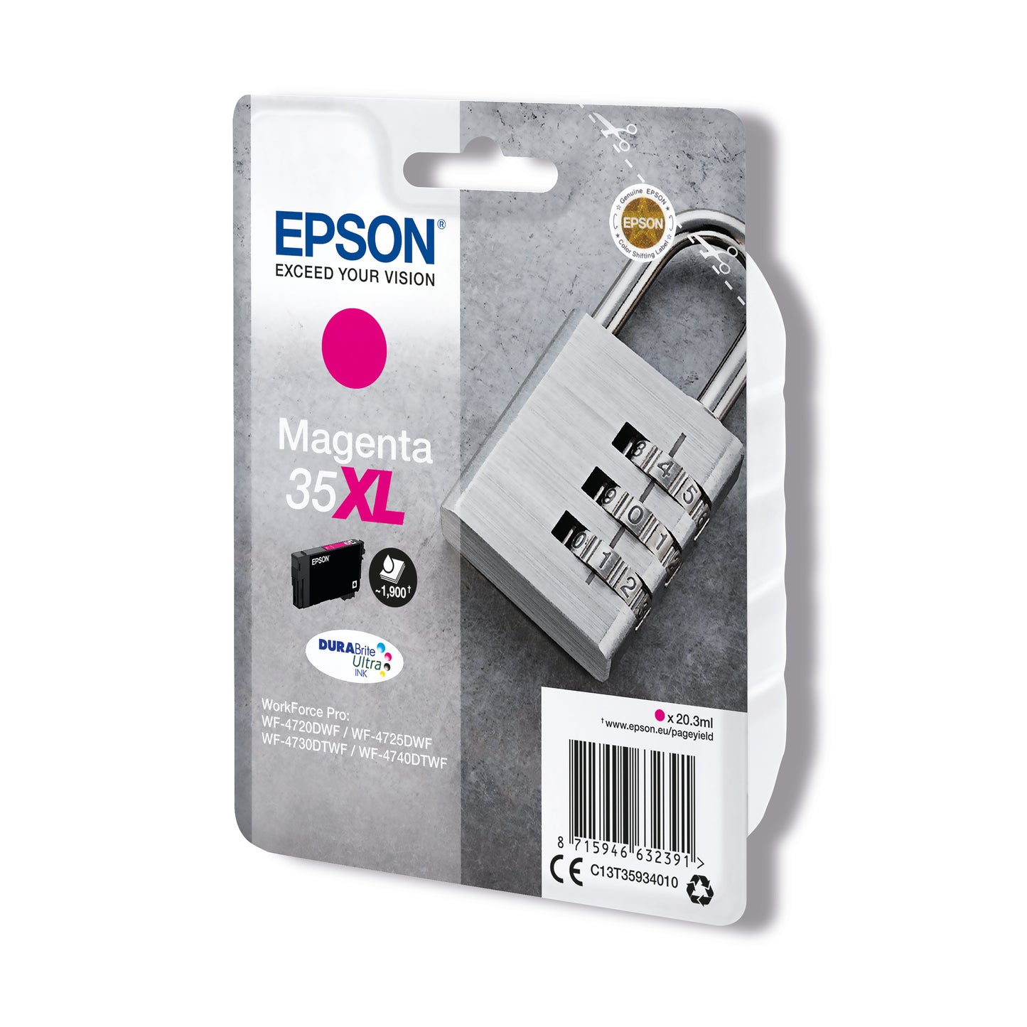 Epson 35XL Ink Cartridge DURABrite Ultra High Yield Padlock Magenta C13T35934010