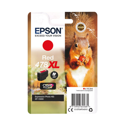 Epson 478XL Ink Cartridge Photo HD Claria High Yield Squirrel Red C13T04F54010