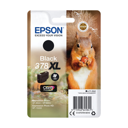 Epson 378XL Ink Cartridge Claria Photo HD High Yield Squirrel Photo Black C13T37914010