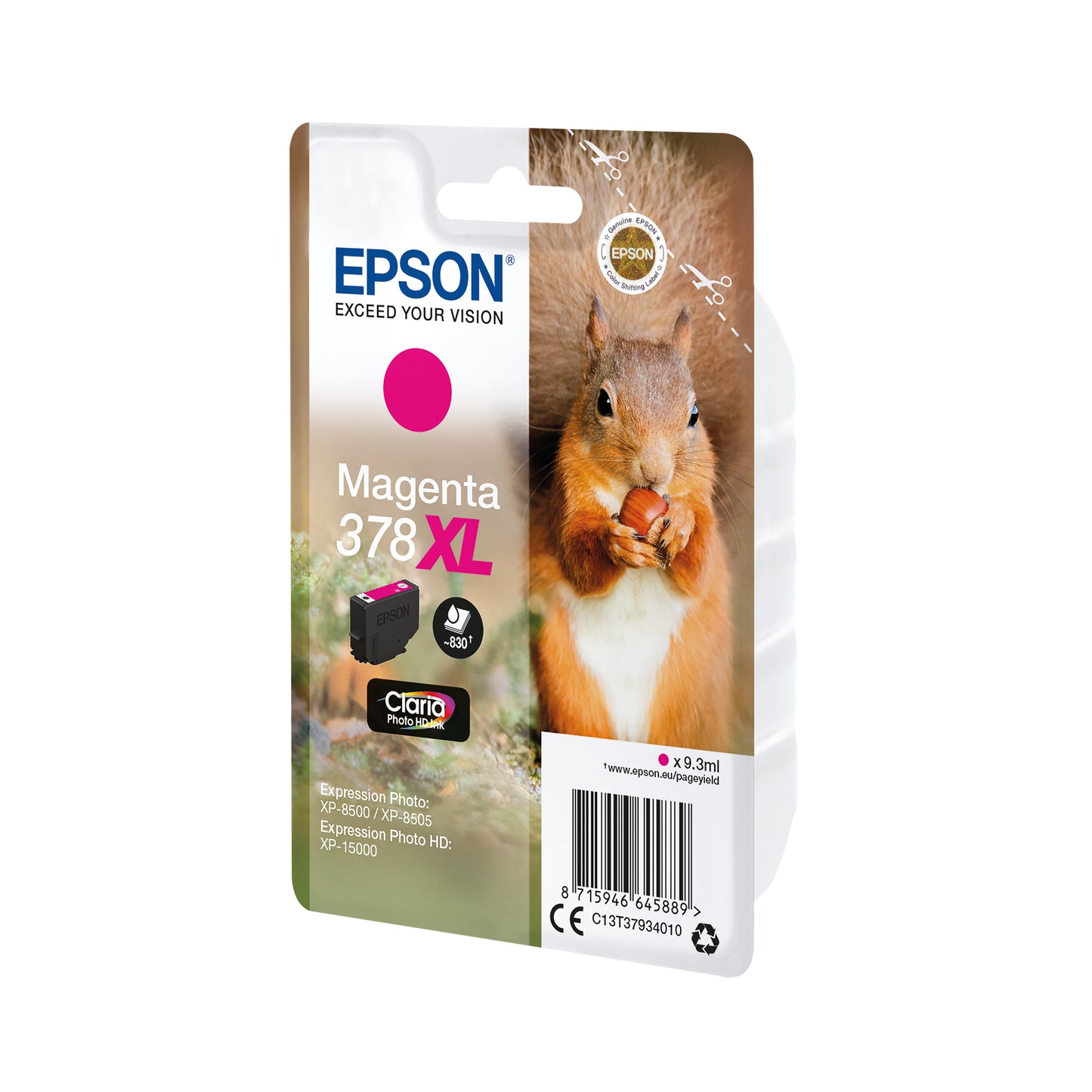 Epson 378XL Ink Cartridge Claria Photo HD High Yield Squirrel Magenta C13T37934010