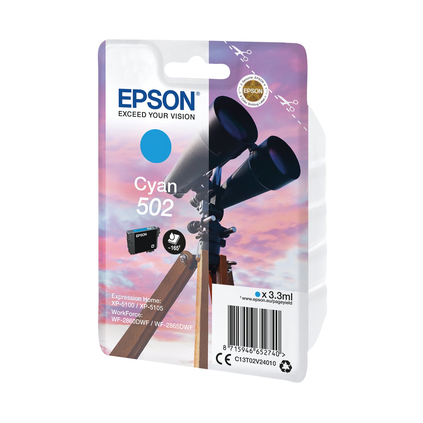 Epson 502 Ink Cartridge Binoculars Cyan C13T02V24010