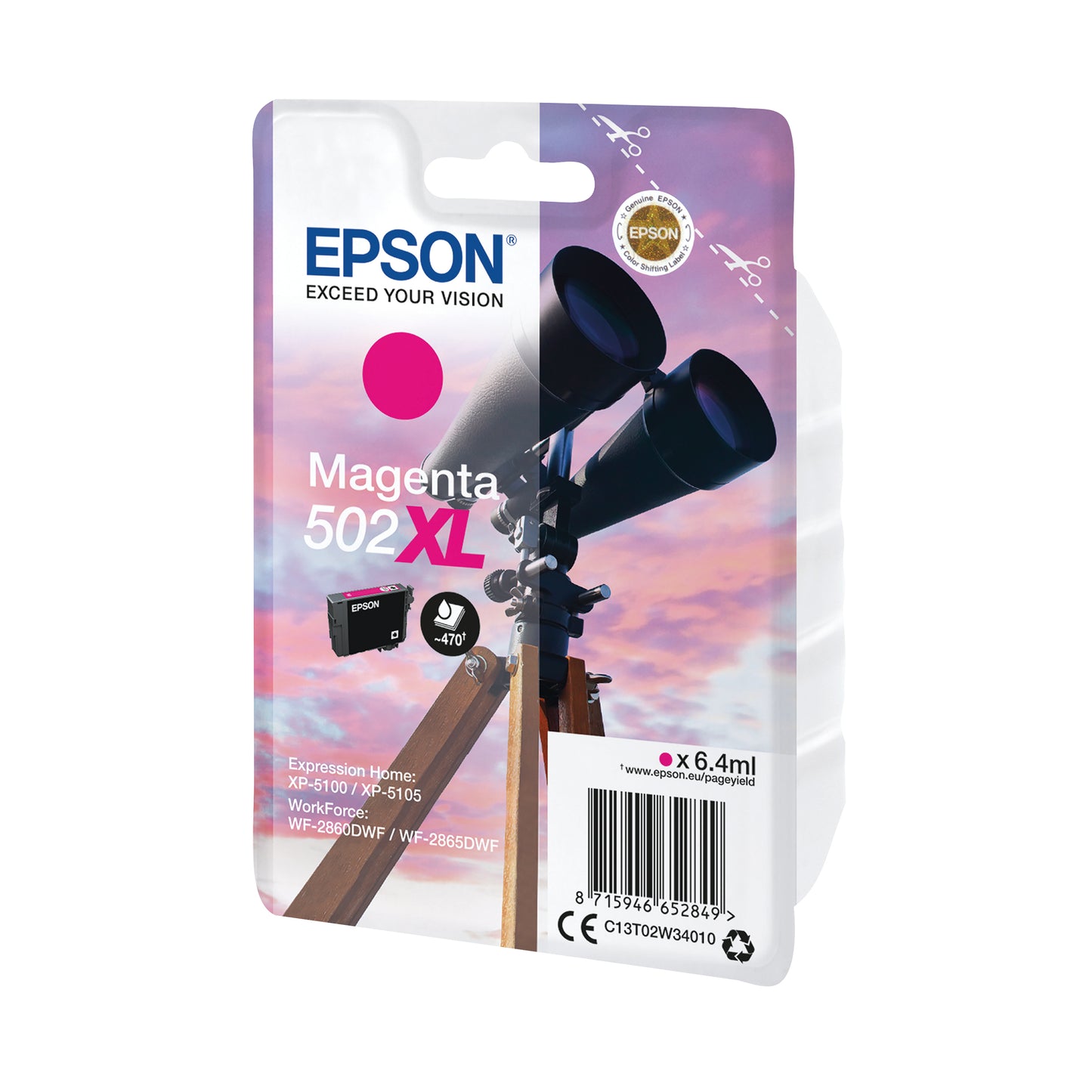 Epson 502XL Ink Cartridge Binoculars Magenta C13T02W34010