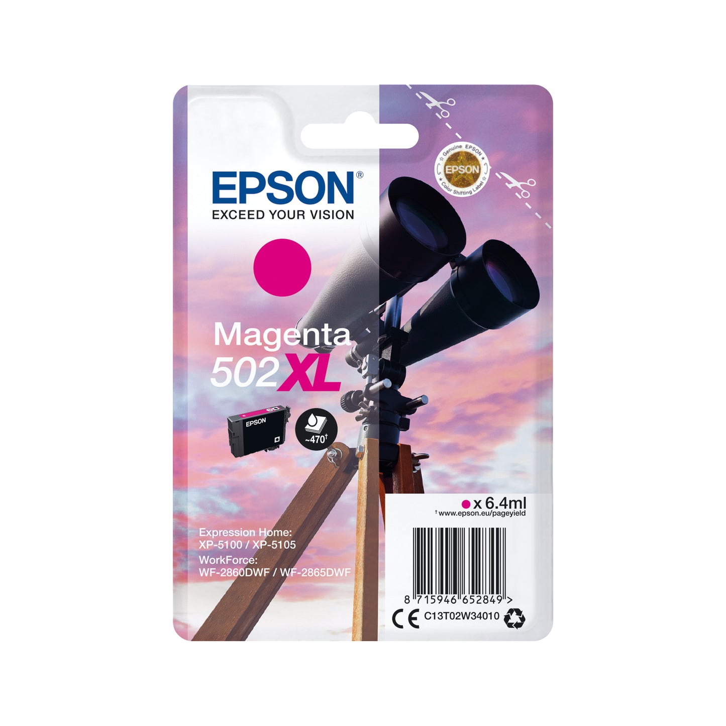 Epson 502XL Ink Cartridge Binoculars Magenta C13T02W34010