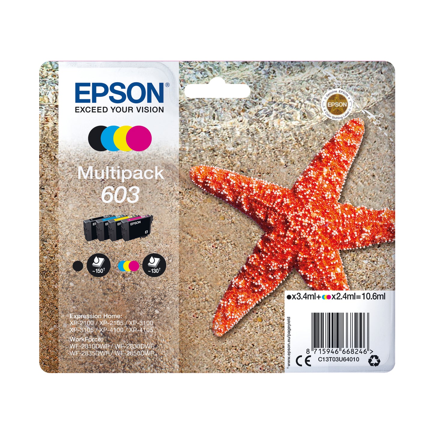 Epson 603 Ink Cartridge Starfish Multipack CMYK C13T03U64010