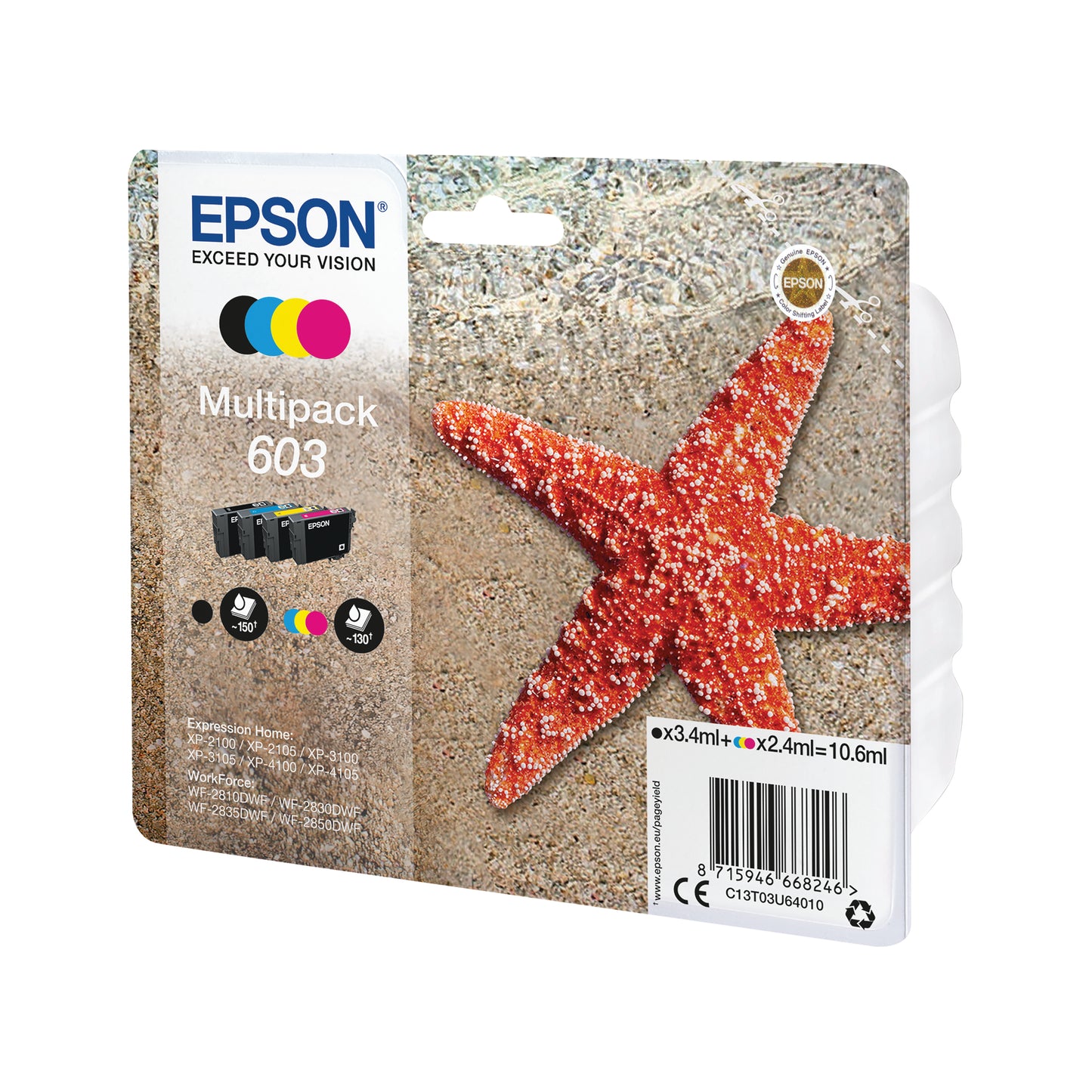 Epson 603 Ink Cartridge Starfish Multipack CMYK C13T03U64010