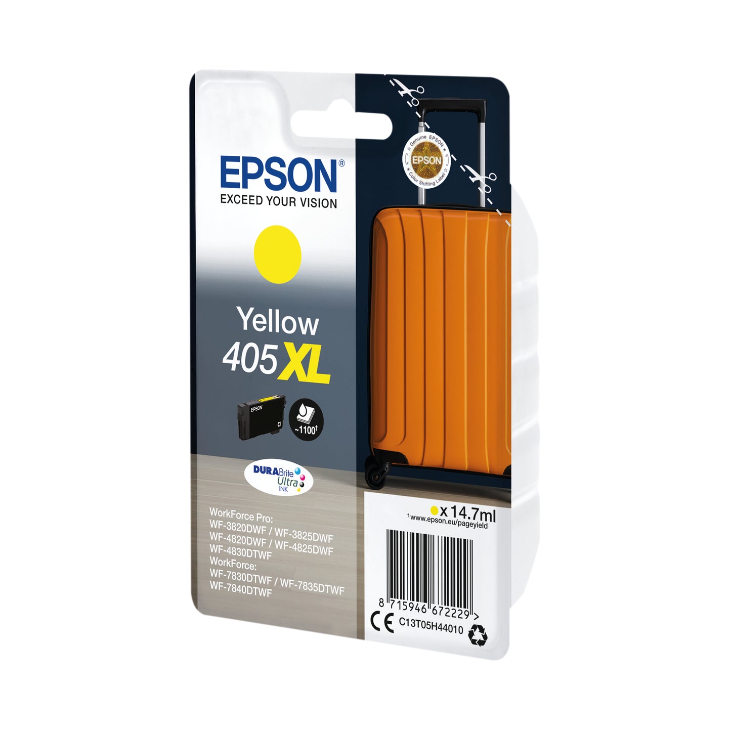 Epson 405XL Ink Cartridge DURABrite Ultra Suitcase Yellow C13T05H44010