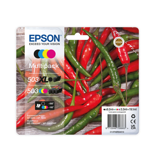 Epson 503XL/503 Ink Cartridge Multipack Chilli XL Black High Yield/Standard CMY C13T09R94010