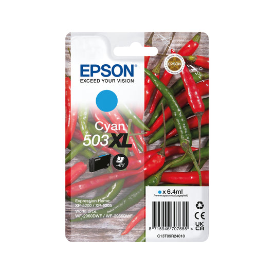 Epson 503XL Ink Cartridge High Yield Chilli Cyan C13T09R24010