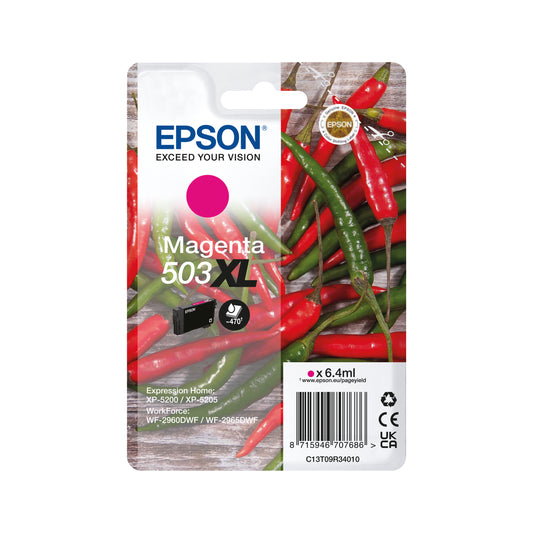 Epson 503XL Ink Cartridge High Yield Chilli Magenta C13T09R34010