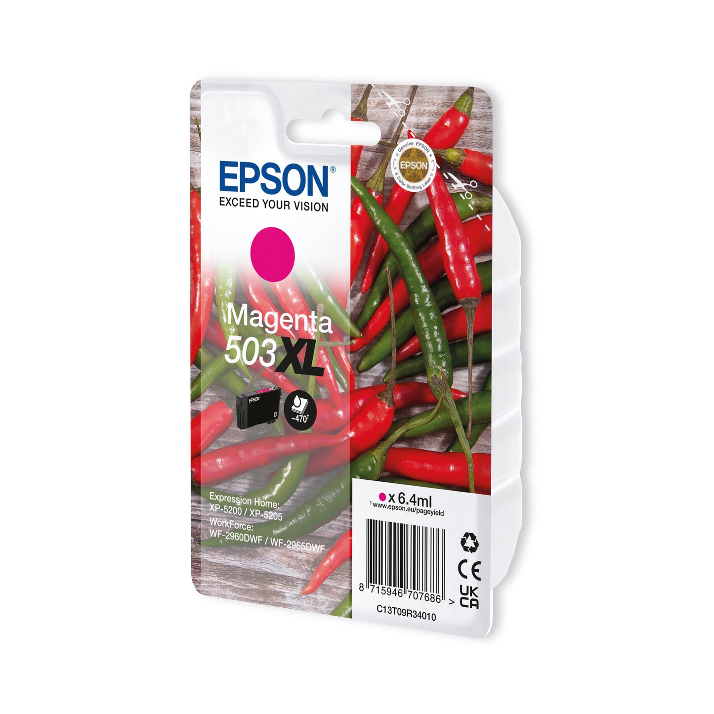 Epson 503XL Ink Cartridge High Yield Chilli Magenta C13T09R34010