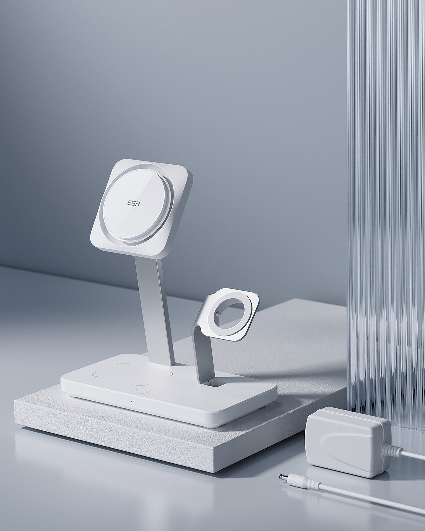 ESR HaloLock 3-in-1 Wireless Charger with CryoBoost MagSafe Compatible White 2C551