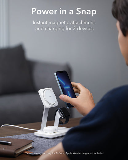 ESR HaloLock 3-in-1 Wireless Charger with CryoBoost MagSafe Compatible White 2C551