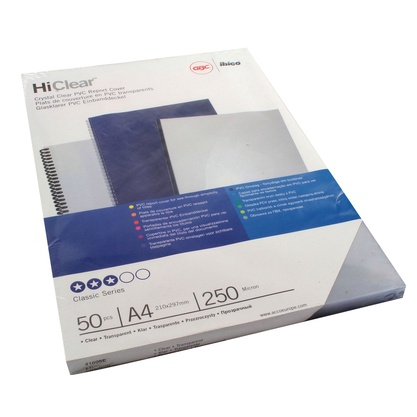 GBC Binding Cover HiClear PVC A4 250 Micron Clear