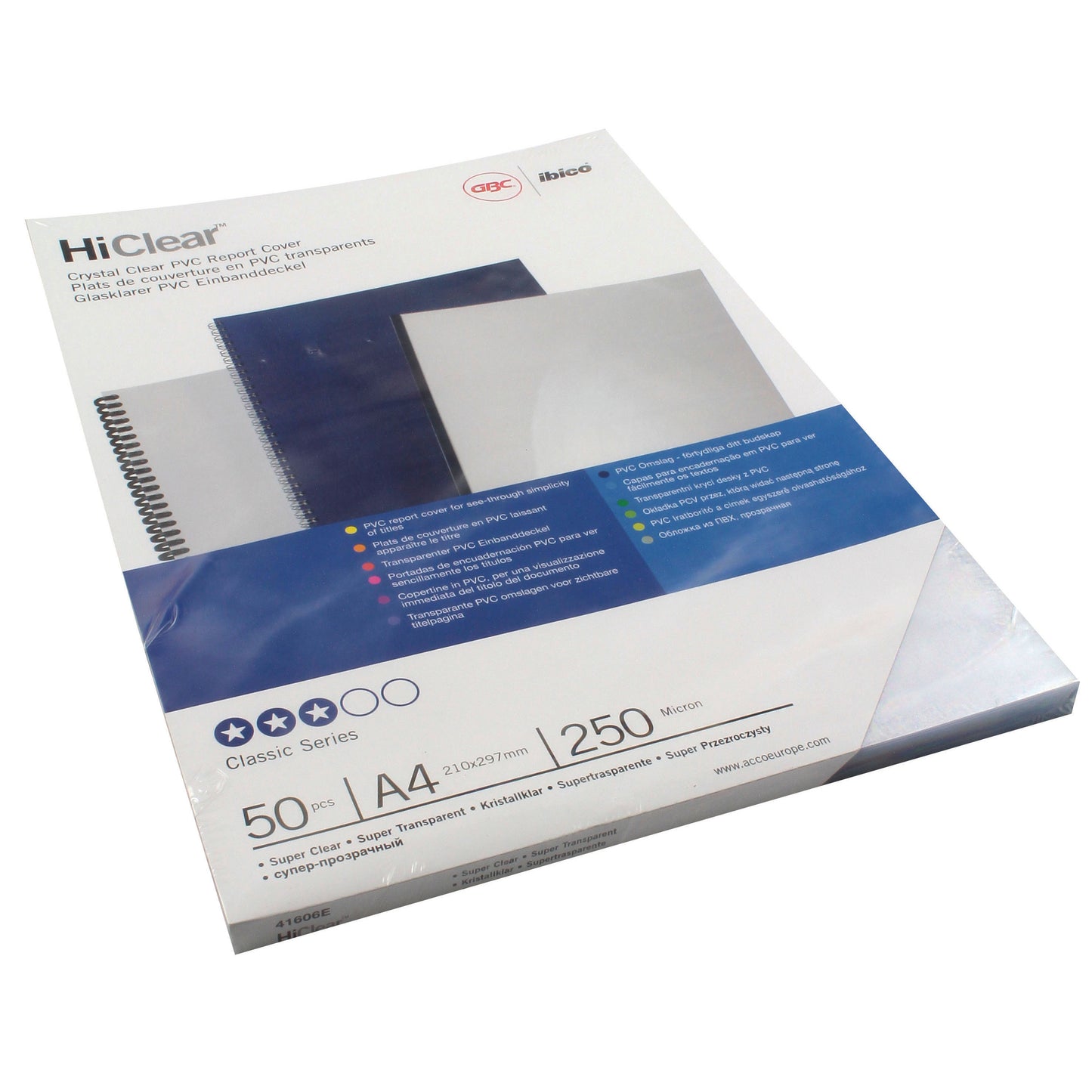 GBC Binding Cover HiClear PVC A4 250 Micron Super Clear