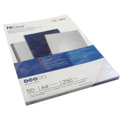 GBC Binding Cover HiClear PVC A4 250 Micron Super Clear
