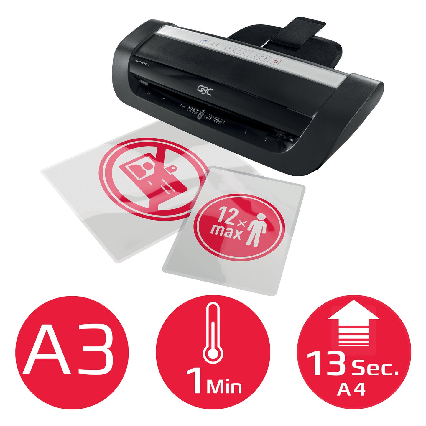 GBC Fusion + 7000L High Speed Laminator for A3 Documents Intelligent Input Sensors 4402133