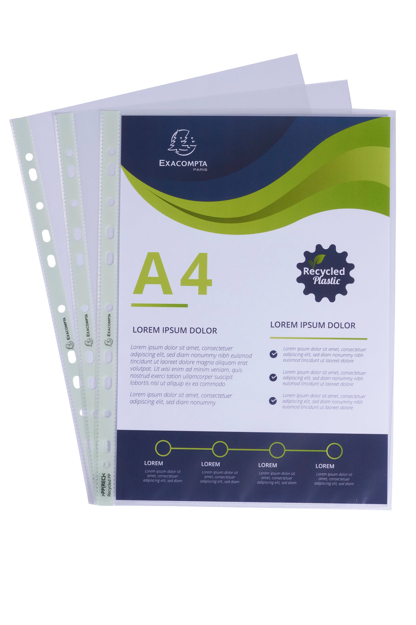 Exacompta OPAK Recycled Punched Pockets 60 micron A4 (Pack 100) 5320E