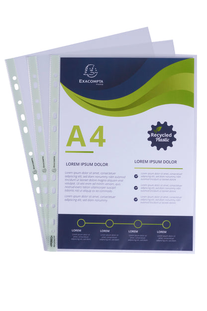 Exacompta OPAK Recycled Punched Pockets 60 micron A4 (Pack 100) 5320E