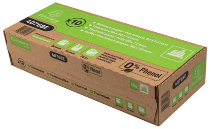 Exacompta Zero Plastic Thermal Receipt Roll 80mmx72mmx76m (Pack of 10) 40768E