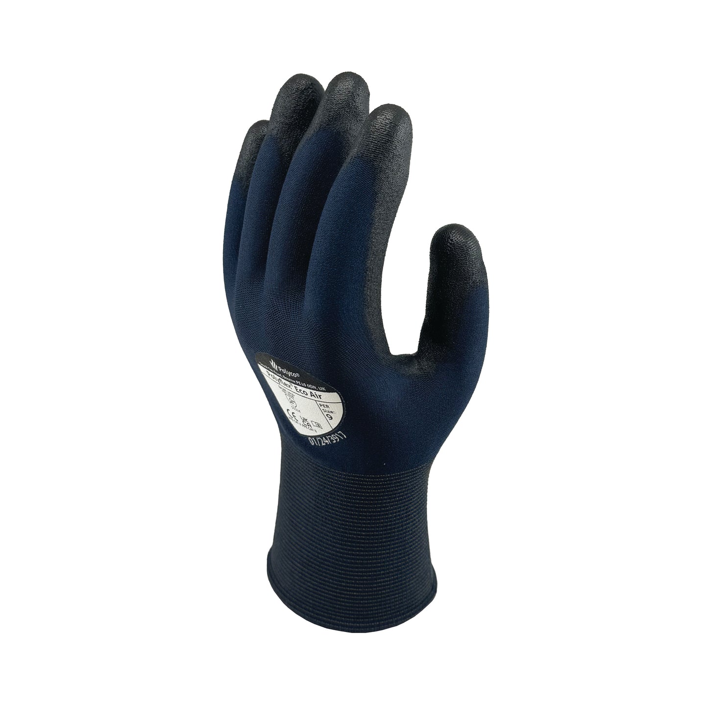 Polyco Polyflex Eco Air PU Coated Glove Pairs Medium Black/Blue (Pack of 10) PER - Size 8