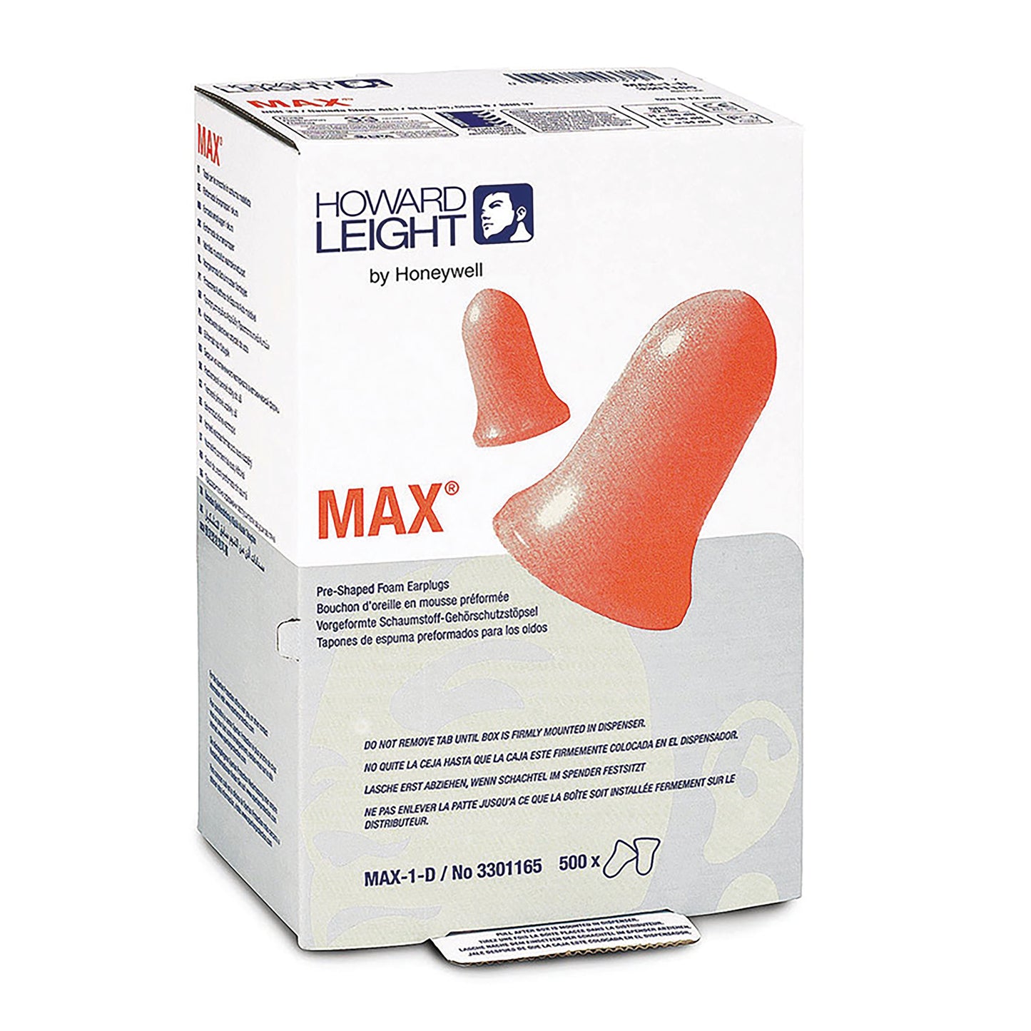 Honeywell Max-1-D MaxLS500 Disposable Earplug Refill (Pack of 500) Orange