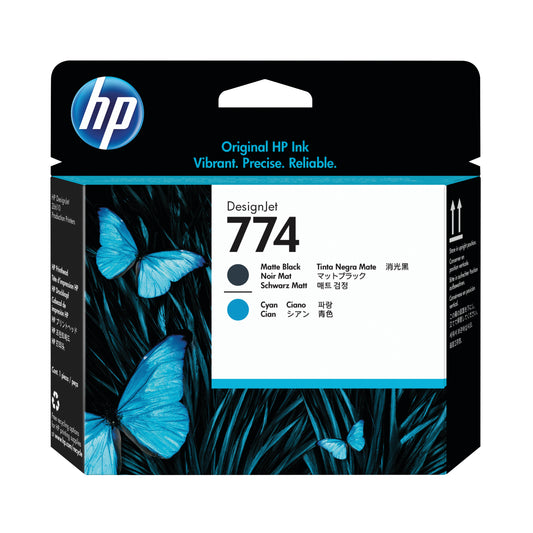 HP 774 Matte Black and Cyan Printhead P2W01A