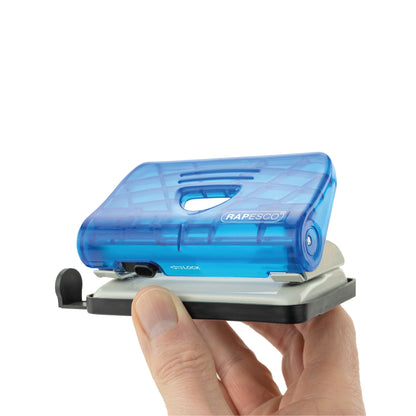Rapesco 2 Hole Punch Mini Stapler and 26/6mm Staples Set Transparent Blue